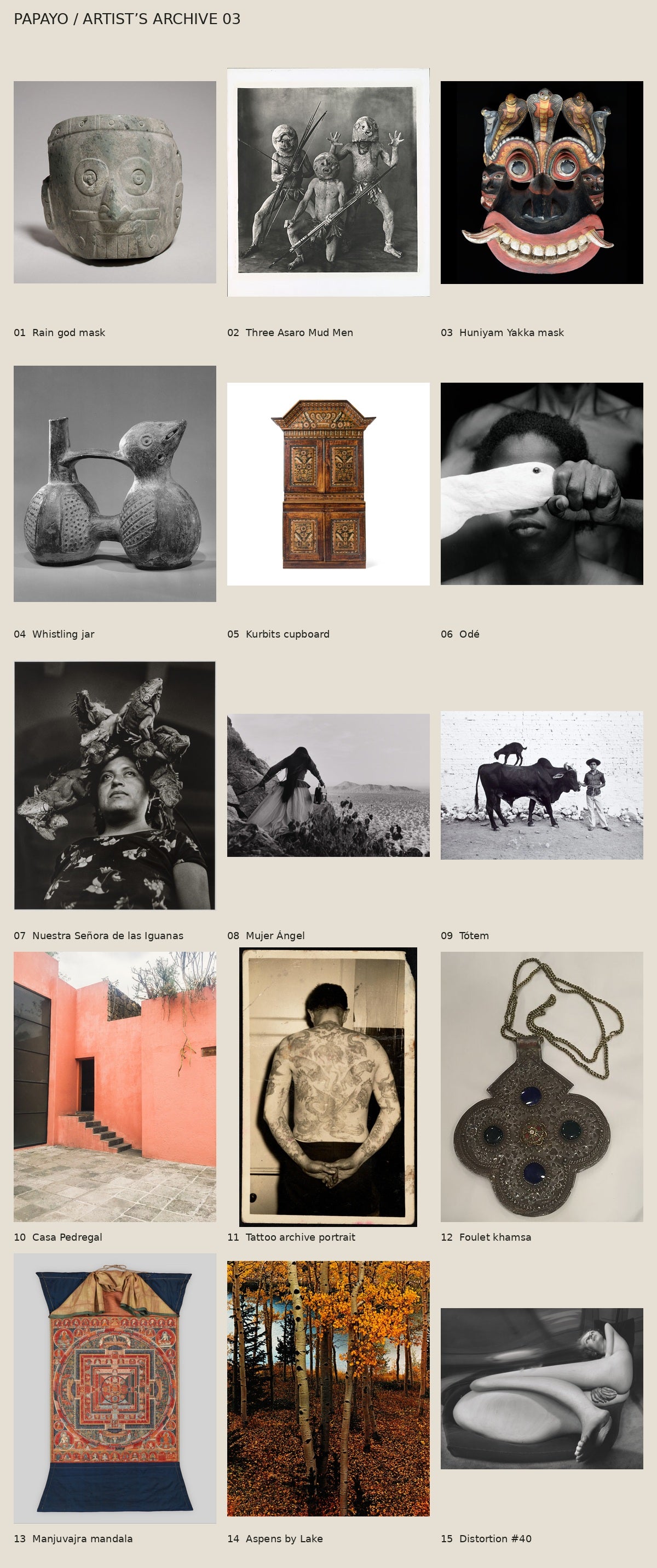 Papayo Artist Archive 03, fifteen numbered images