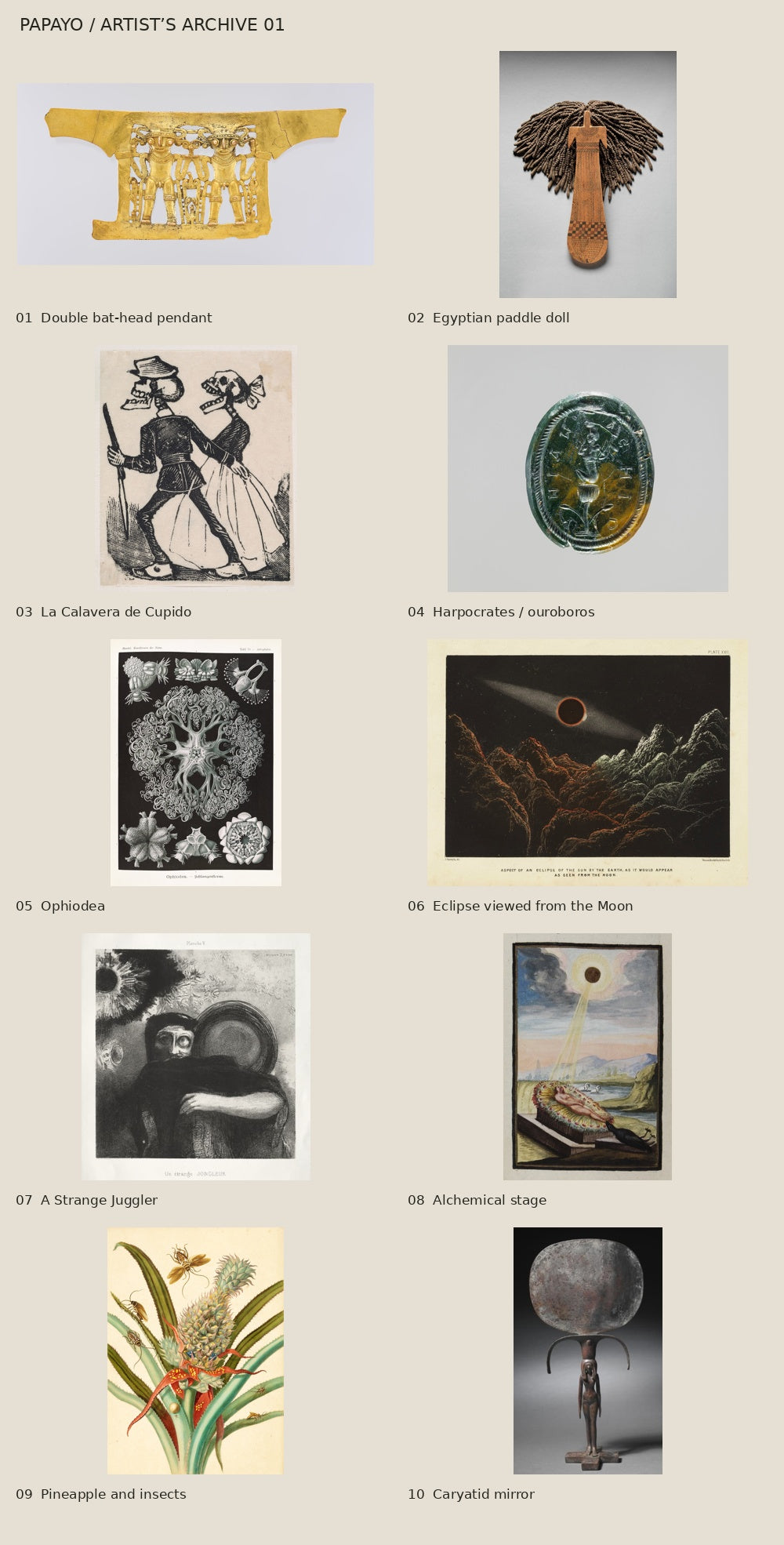 Artist Archive 01 — complete reference preview sheet