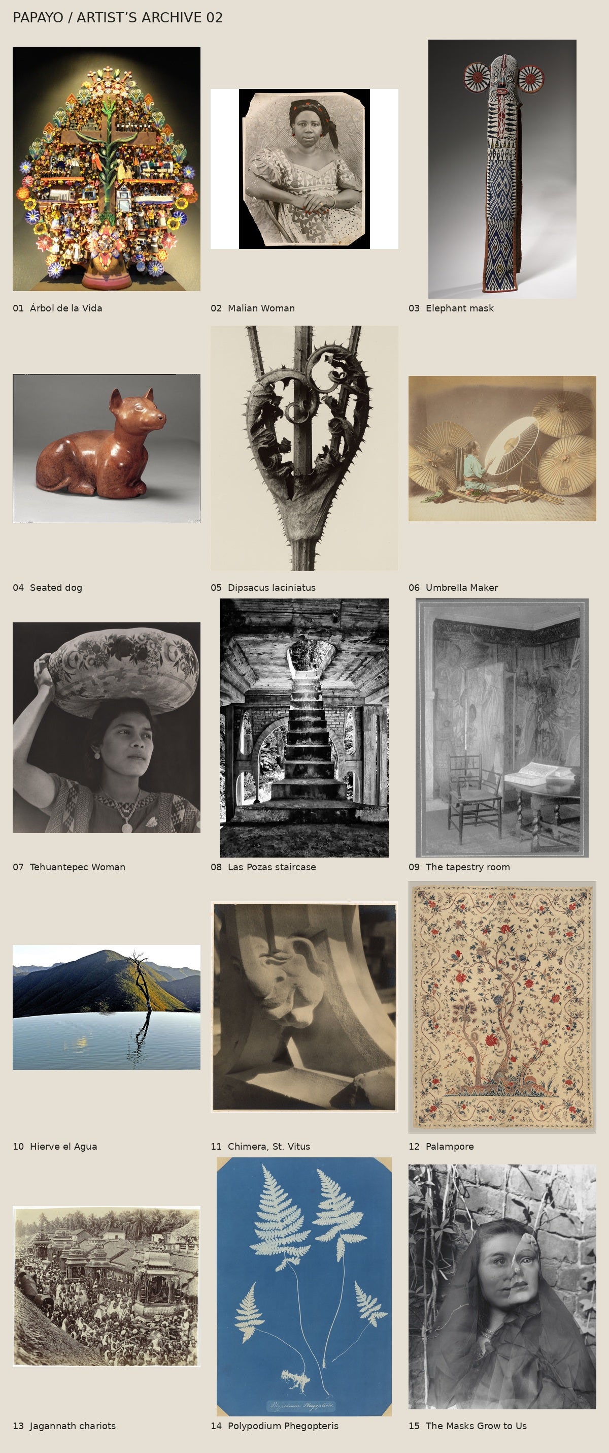 Papayo Artist Archive 02, fifteen numbered images